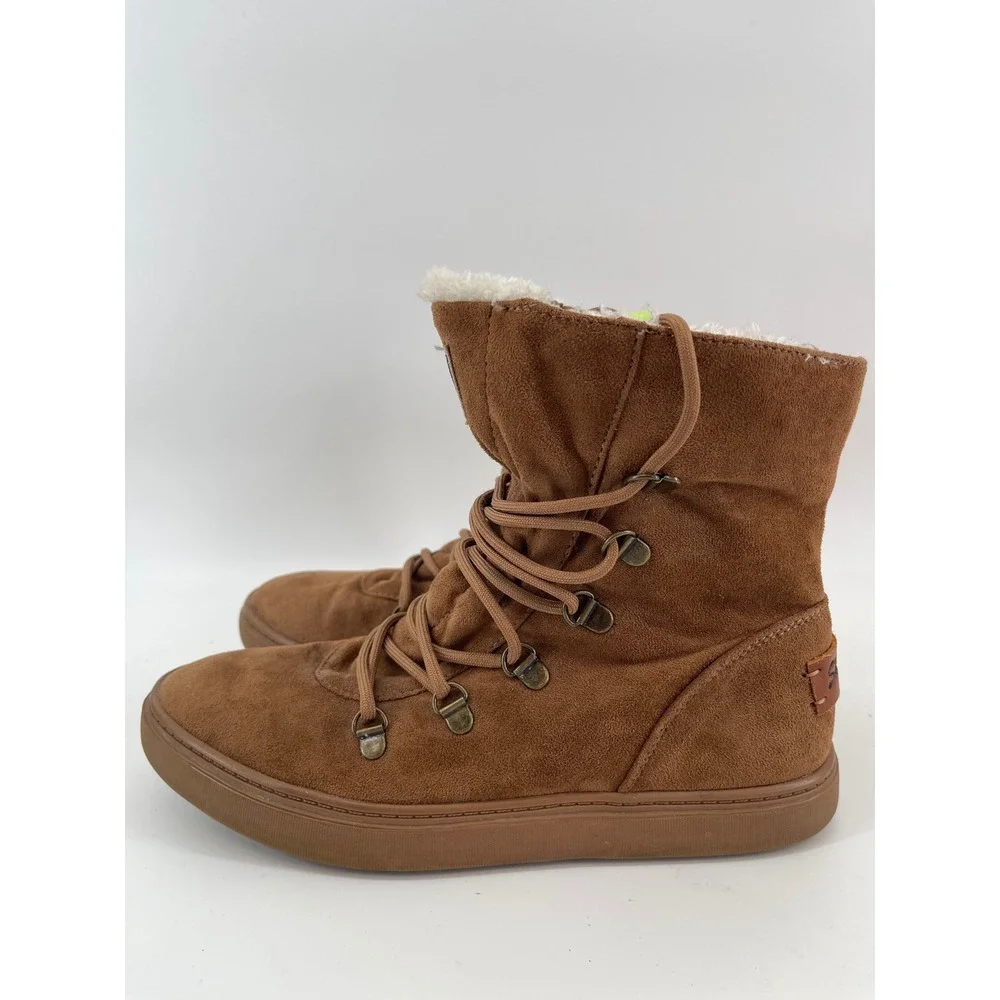 Skechers Womens 9 Chestnut Brown Faux Suede Faux Fur Lined Mid Calf Boots No box